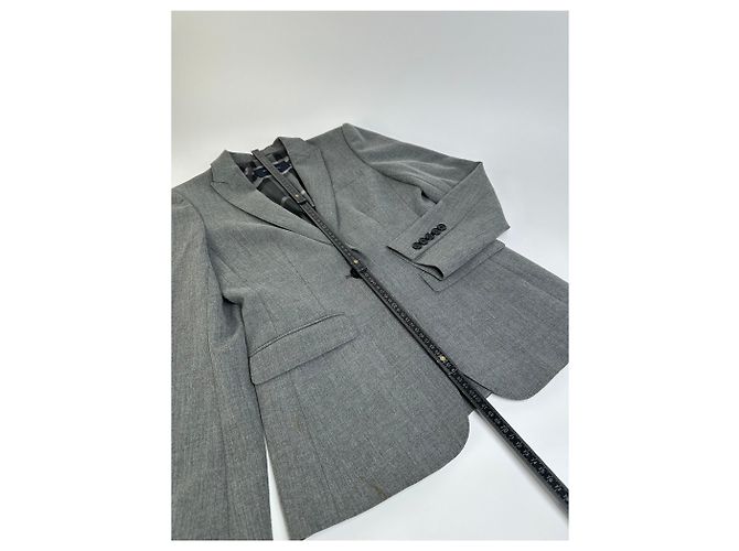 Vintage Burberry Wool Blend Blazer Grey M - view 6