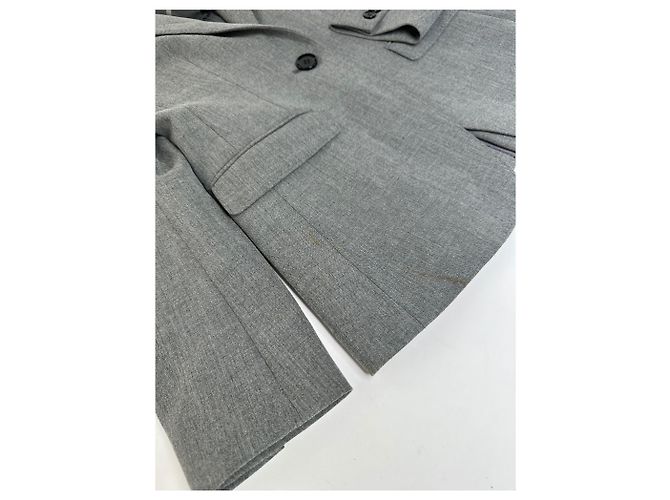 Vintage Burberry Wool Blend Blazer Grey M - view 7