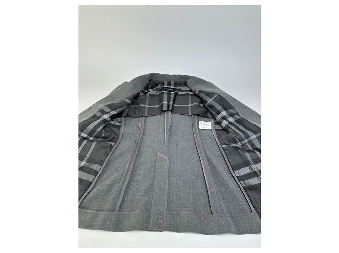 Vintage Burberry Wool Blend Blazer Grey M - view 8
