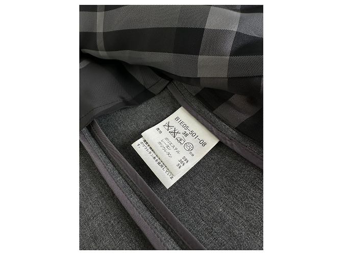 Vintage Burberry Wool Blend Blazer Grey M - view 9