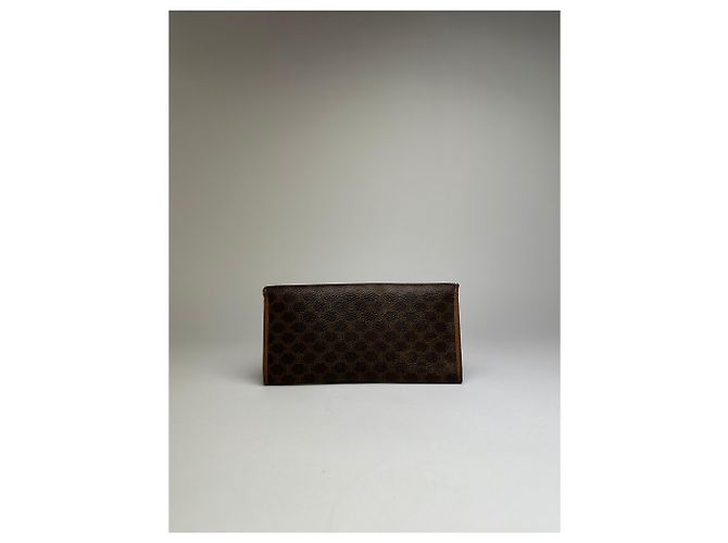 Edge Céline Vintage Celine Macadam Canvas Bifold Wallet Brown Gold - view 10