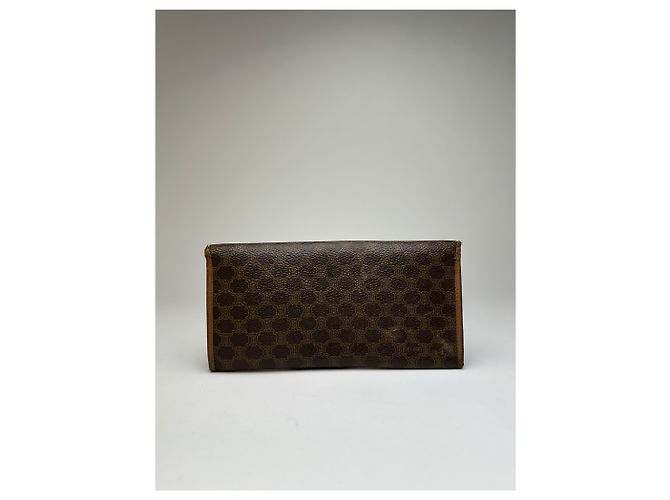 Edge Céline Vintage Celine Macadam Canvas Bifold Wallet Brown Gold - view 2