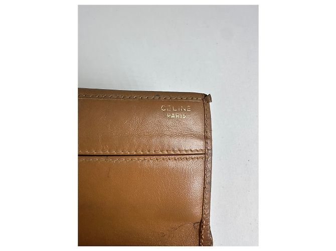 Edge Céline Vintage Celine Macadam Canvas Bifold Wallet Brown Gold - view 4