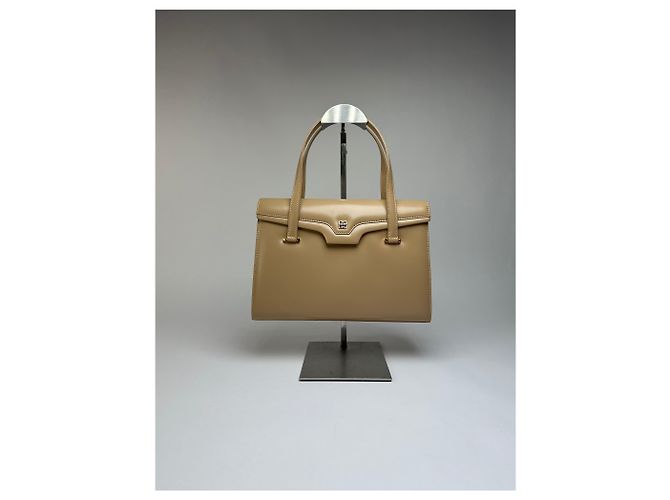 Vintage Givenchy Structured Leather Top-Handle Bag Beige Gold - view 12
