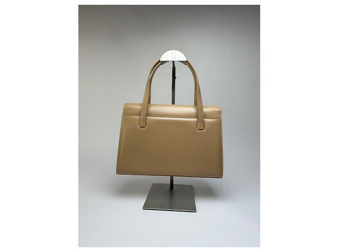 Vintage Givenchy Structured Leather Top-Handle Bag Beige Gold - view 13