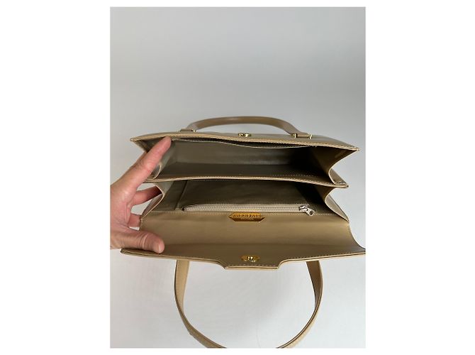 Vintage Givenchy Structured Leather Top-Handle Bag Beige Gold - view 3