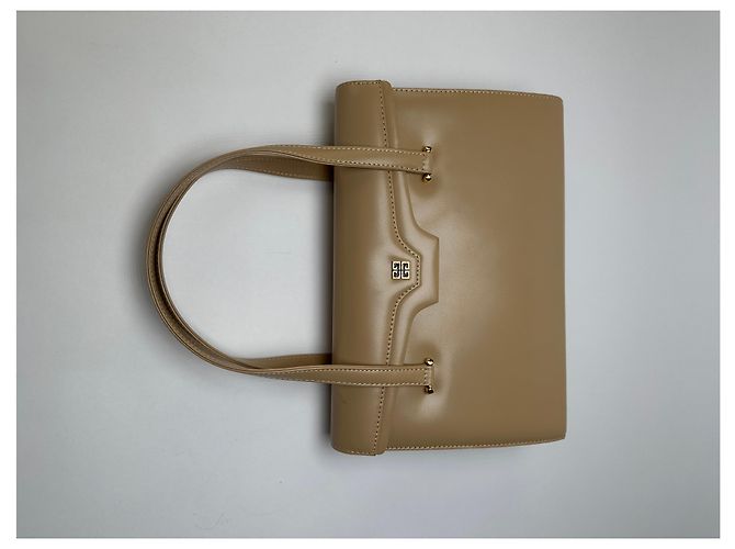 Vintage Givenchy Structured Leather Top-Handle Bag Beige Gold - view 7
