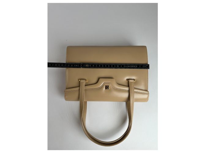 Vintage Givenchy Structured Leather Top-Handle Bag Beige Gold - view 8