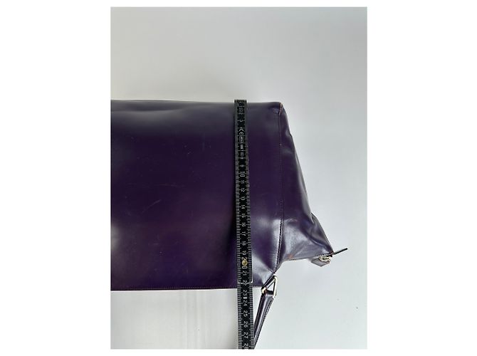 Borsa a mano Vintage Prada in pelle con doppia zip, viola scuro Porpora - vista 10