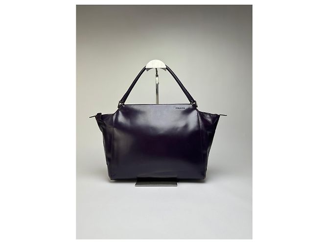 Borsa a mano Vintage Prada in pelle con doppia zip, viola scuro Porpora - vista 12