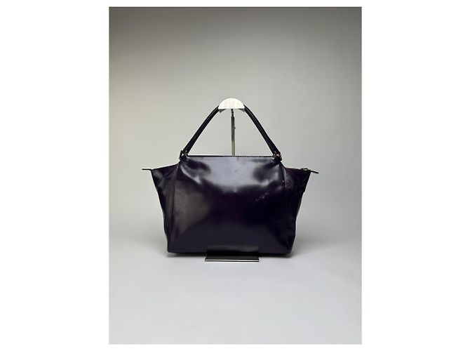 Borsa a mano Vintage Prada in pelle con doppia zip, viola scuro Porpora - vista 13