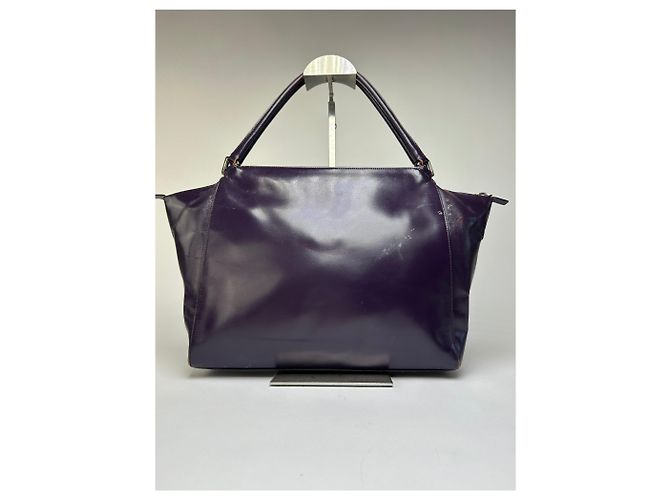 Borsa a mano Vintage Prada in pelle con doppia zip, viola scuro Porpora - vista 2