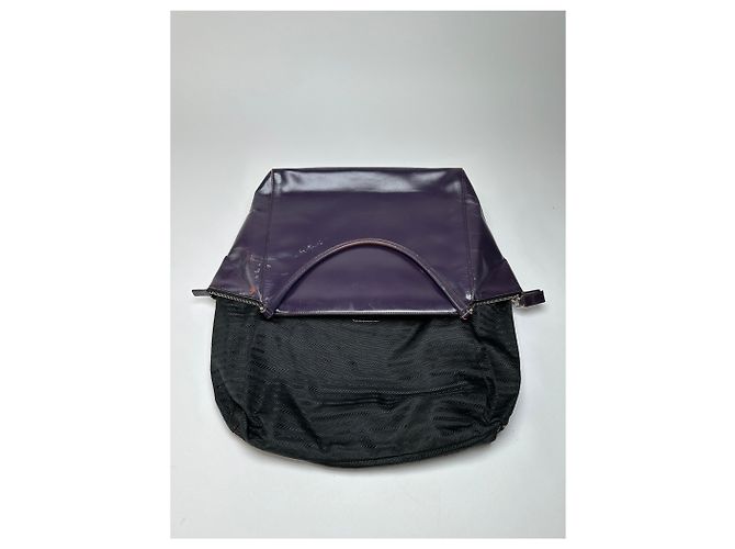 Borsa a mano Vintage Prada in pelle con doppia zip, viola scuro Porpora - vista 3