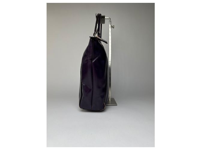Borsa a mano Vintage Prada in pelle con doppia zip, viola scuro Porpora - vista 4