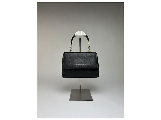 Vintage Givenchy Structured Leather Top-Handle Bag Black Gold - view 12