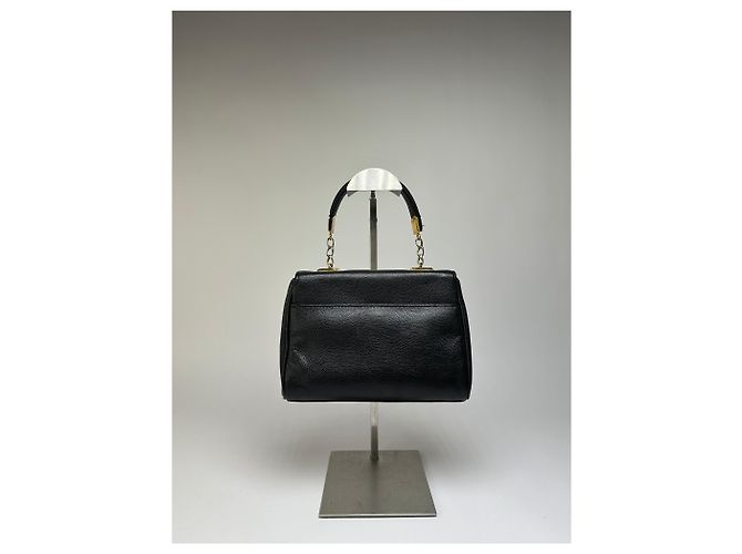 Vintage Givenchy Structured Leather Top-Handle Bag Black Gold - view 13