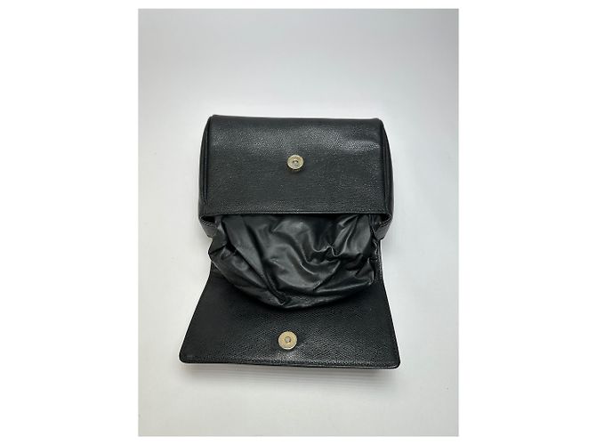 Vintage Givenchy Structured Leather Top-Handle Bag Black Gold - view 14