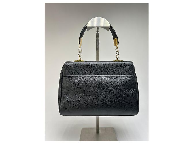 Vintage Givenchy Structured Leather Top-Handle Bag Black Gold - view 2