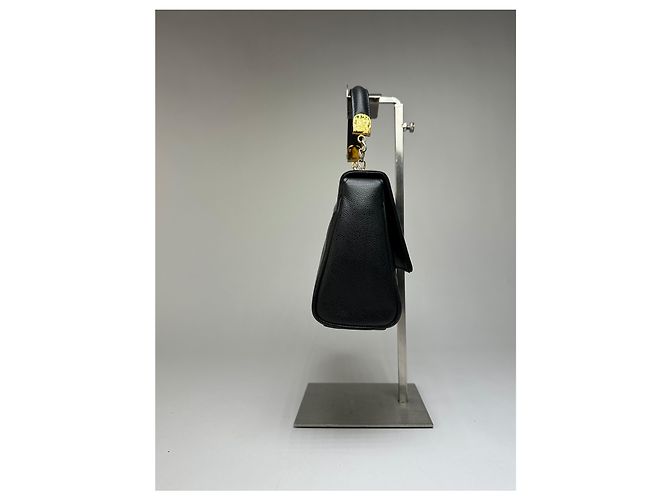 Vintage Givenchy Structured Leather Top-Handle Bag Black Gold - view 4