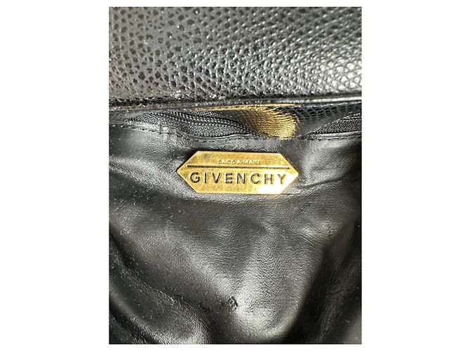 Vintage Givenchy Structured Leather Top-Handle Bag Black Gold - view 5