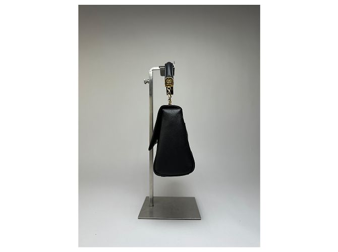 Vintage Givenchy Structured Leather Top-Handle Bag Black Gold - view 6
