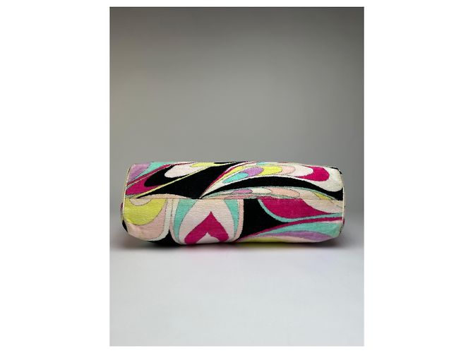 Tote vintage Emilio Pucci in velluto Rosa Giallo Lavanda Turchese - vista 10