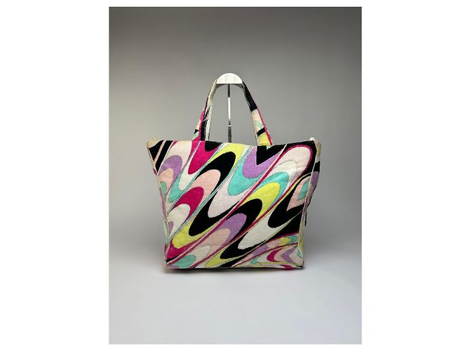 Tote vintage Emilio Pucci in velluto Rosa Giallo Lavanda Turchese - vista 13
