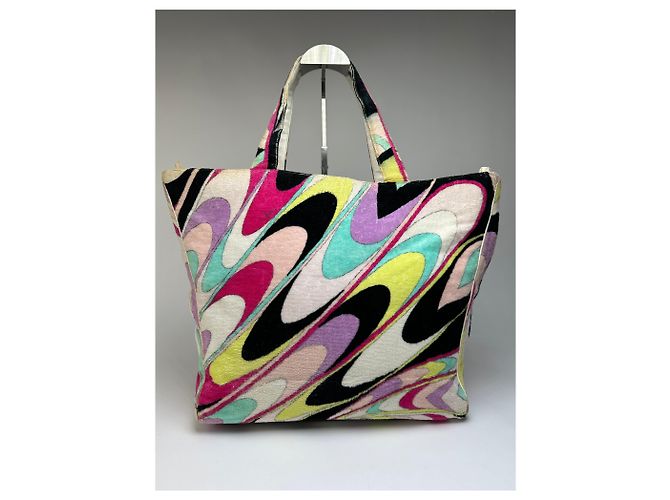 Tote vintage Emilio Pucci in velluto Rosa Giallo Lavanda Turchese - vista 2