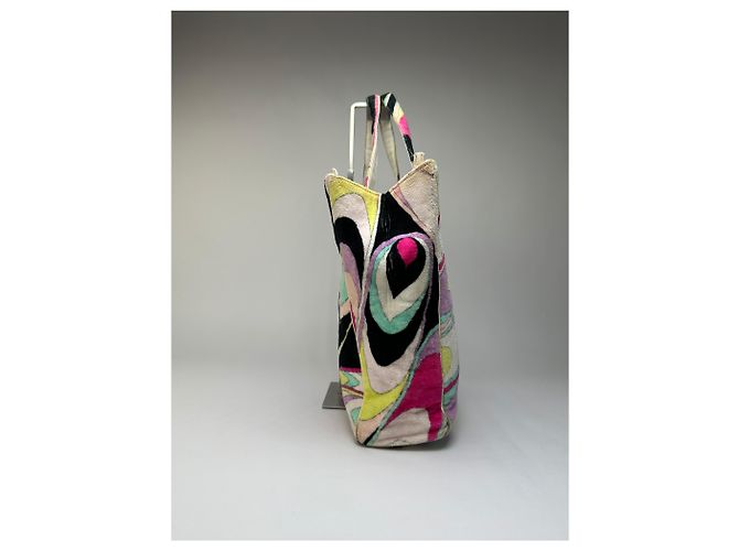 Tote vintage Emilio Pucci in velluto Rosa Giallo Lavanda Turchese - vista 6