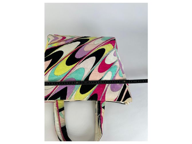Tote vintage Emilio Pucci in velluto Rosa Giallo Lavanda Turchese - vista 8