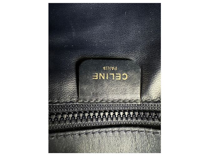 Céline Vintage Celine Monogram Canvas Umhängetasche mit Klappe Navy Beige Marineblau - Ansicht 5