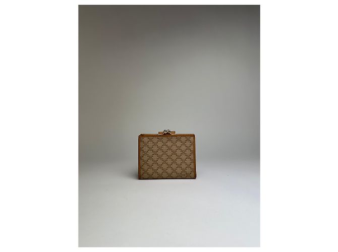 Céline Vintage Celine Macadam Canvas Bifold Wallet Beige Brown - view 12