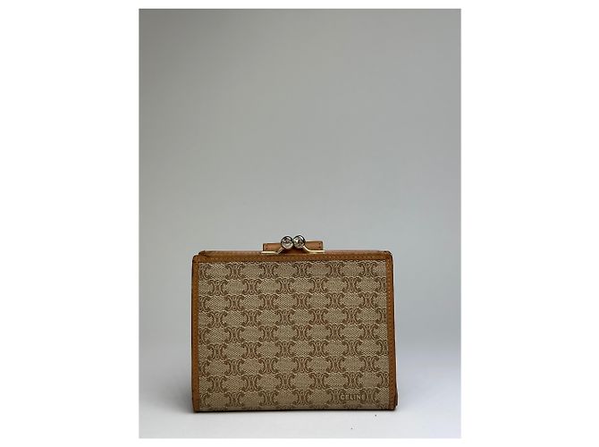 Céline Vintage Celine Macadam Canvas Bifold Wallet Beige Brown - view 2