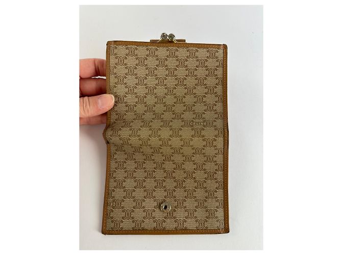 Céline Vintage Celine Macadam Canvas Bifold Wallet Beige Brown - view 7