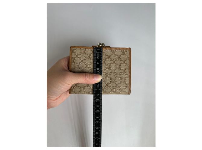 Céline Vintage Celine Macadam Canvas Bifold Wallet Beige Brown - view 8