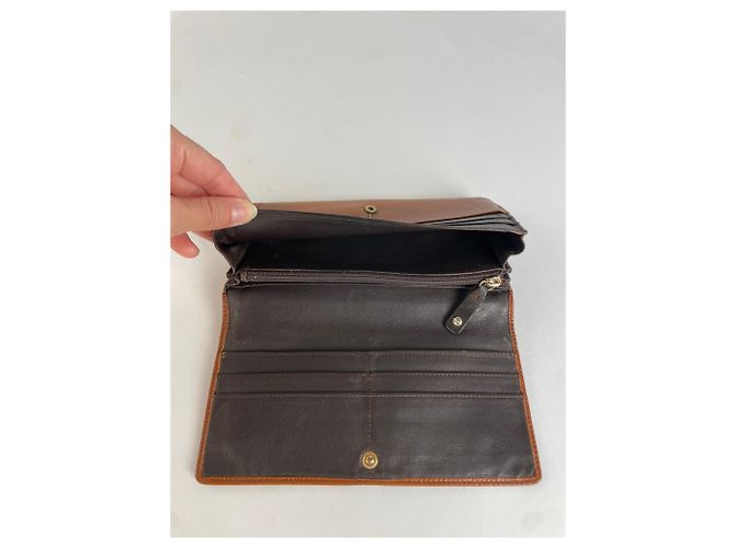 Vintage Loewe Textured Leather Bifold Wallet Cognac Brown Metallic - view 3