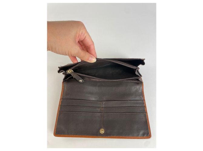 Vintage Loewe Textured Leather Bifold Wallet Cognac Brown Metallic - view 4