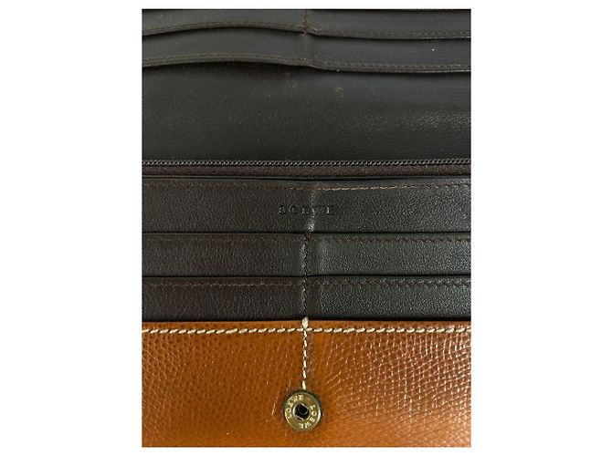 Vintage Loewe Textured Leather Bifold Wallet Cognac Brown Metallic - view 5