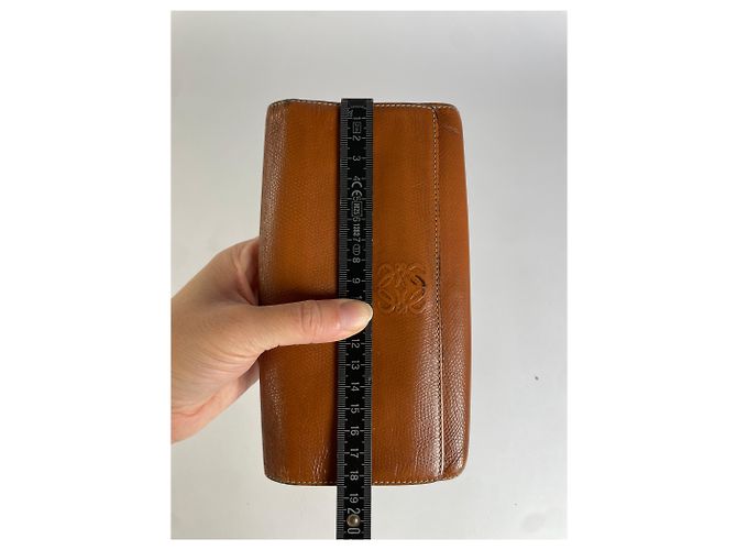 Vintage Loewe Textured Leather Bifold Wallet Cognac Brown Metallic - view 6
