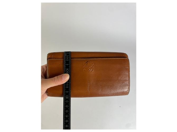 Vintage Loewe Textured Leather Bifold Wallet Cognac Brown Metallic - view 7