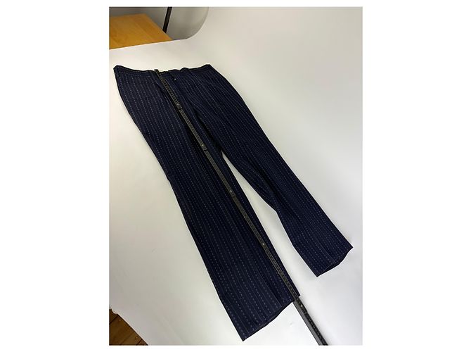 Abito Vintage Givenchy da Uomo in Lana Blu Navy a Righe L - vista 11