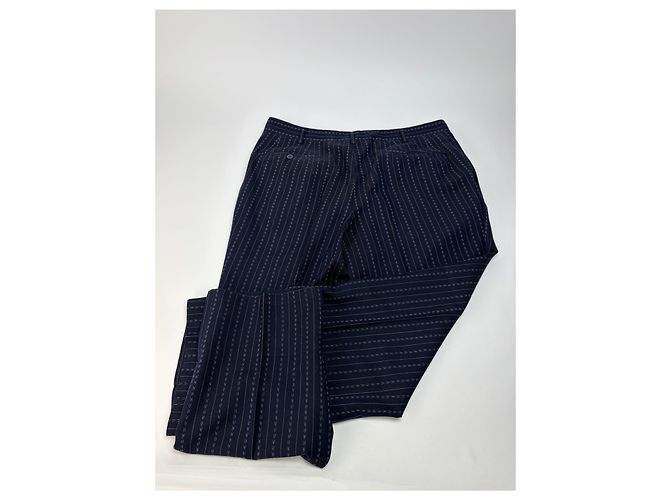 Abito Vintage Givenchy da Uomo in Lana Blu Navy a Righe L - vista 13