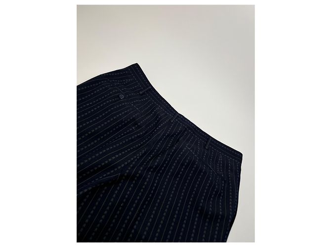 Abito Vintage Givenchy da Uomo in Lana Blu Navy a Righe L - vista 14