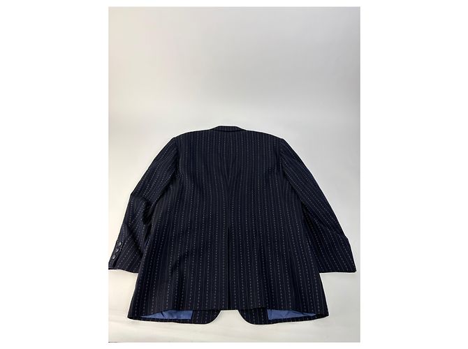Abito Vintage Givenchy da Uomo in Lana Blu Navy a Righe L - vista 7