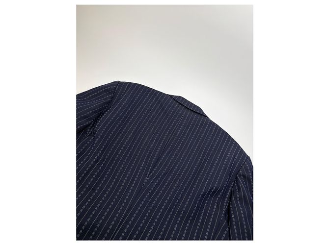 Abito Vintage Givenchy da Uomo in Lana Blu Navy a Righe L - vista 8