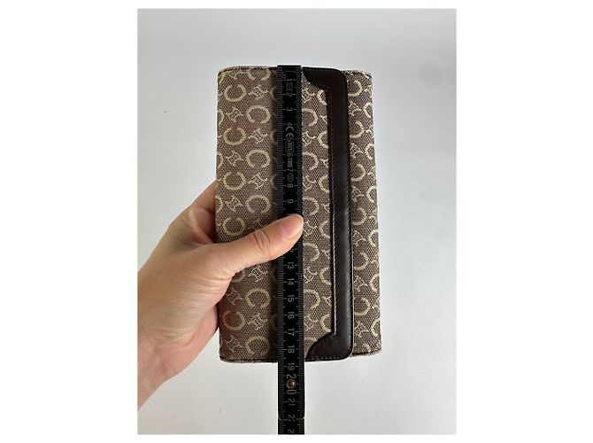 Céline Vintage Celine Macadam Canvas Bifold Wallet Beige Brown - view 7