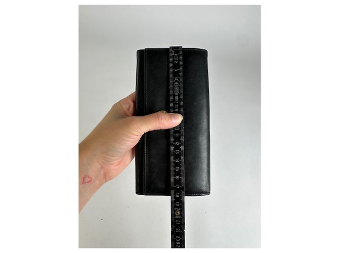 Céline Vintage Celine Smooth Leather Bifold Wallet Black Gold - view 7
