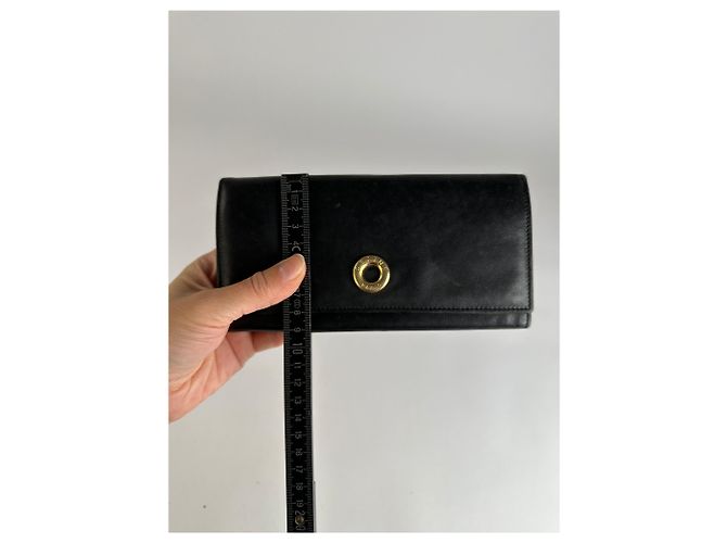 Céline Vintage Celine Smooth Leather Bifold Wallet Black Gold - view 8