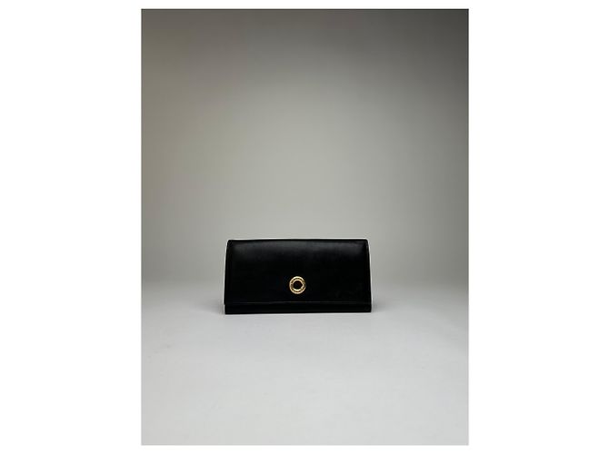 Céline Vintage Celine Smooth Leather Bifold Wallet Black Gold - view 9