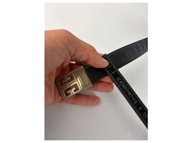 Vintage Givenchy Textured Leather Belt Black Silver Buckle - view 8